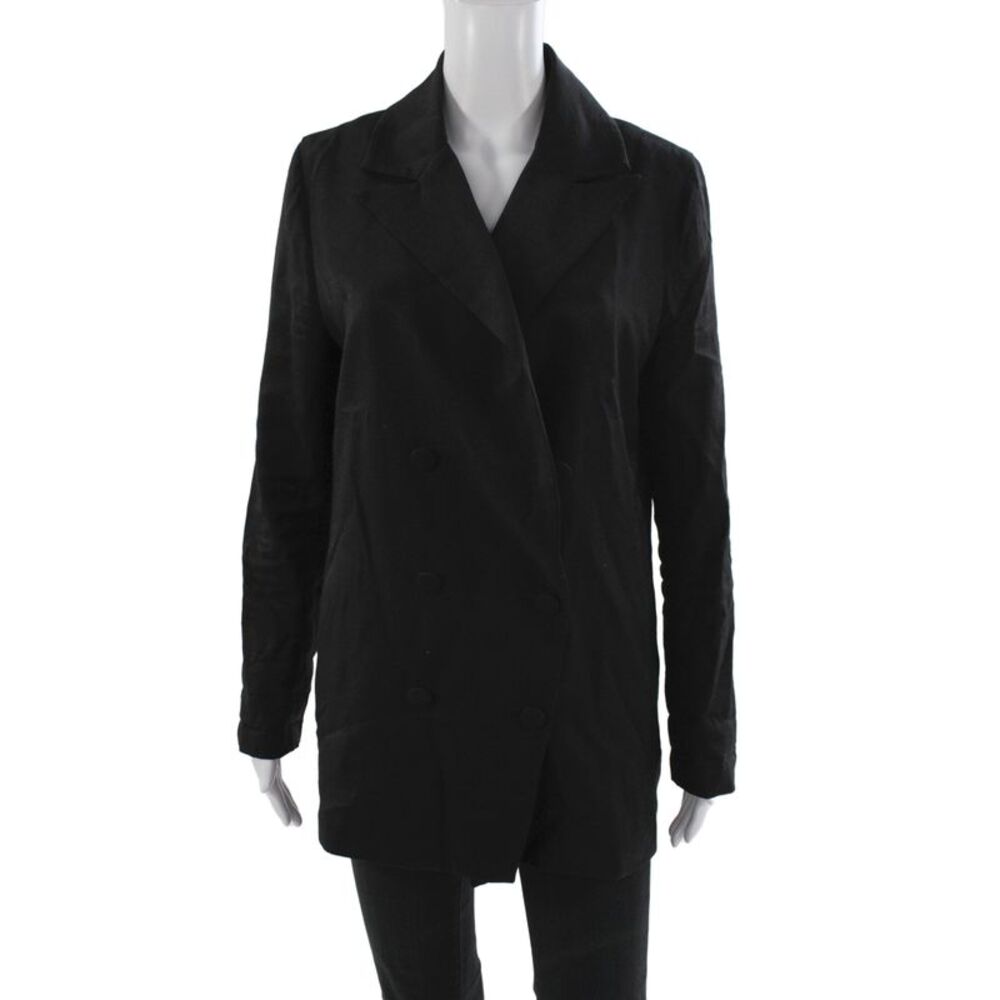 SNDYS. Womens Basic Jacket Black Rayon Long Sleeve Button Size 4